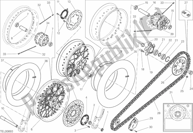 Alle onderdelen voor de Ruota Anteriore E Posteriore van de Ducati Scrambler Street Classic 803 2018